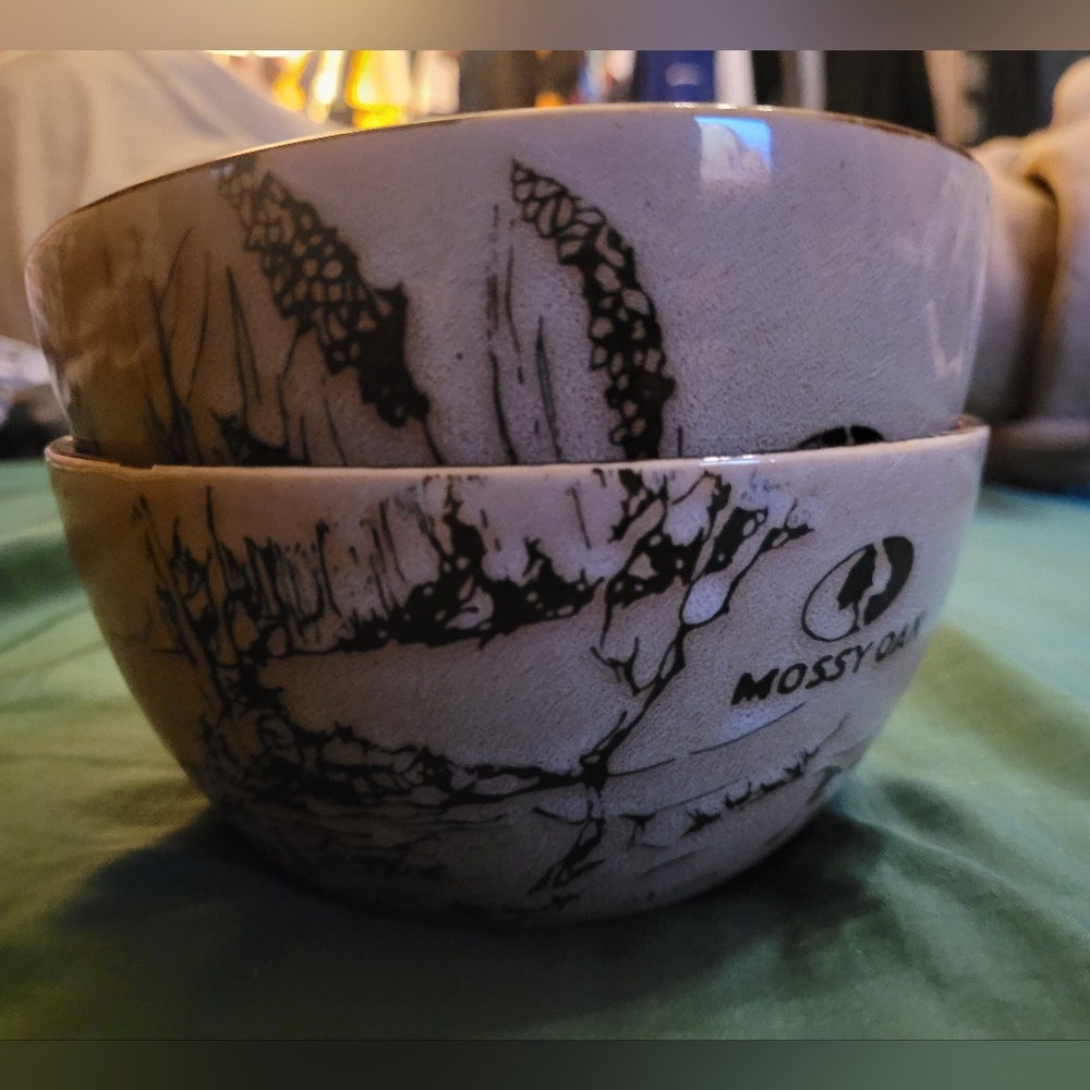 Lot of two rare mossy oak country style bowls